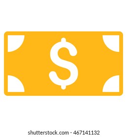 Dollar Banknote icon. Vector style is flat iconic symbol with rounded angles, yellow color, white background.