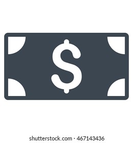 Dollar Banknote icon. Vector style is flat iconic symbol with rounded angles, smooth blue color, white background.