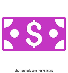 Dollar Banknote icon. Vector style is flat iconic symbol with rounded angles, violet color, white background.