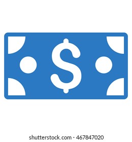 Dollar Banknote icon. Vector style is flat iconic symbol with rounded angles, smooth blue color, white background.