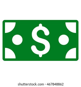 Dollar Banknote icon. Vector style is flat iconic symbol with rounded angles, green color, white background.