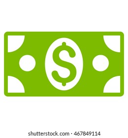Dollar Banknote icon. Vector style is flat iconic symbol with rounded angles, eco green color, white background.