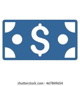 Dollar Banknote icon. Vector style is flat iconic symbol with rounded angles, cobalt color, white background.