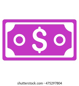 Dollar Banknote icon. Vector style is flat iconic symbol with rounded angles, violet color, white background.