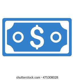 Dollar Banknote icon. Vector style is flat iconic symbol with rounded angles, cobalt color, white background.