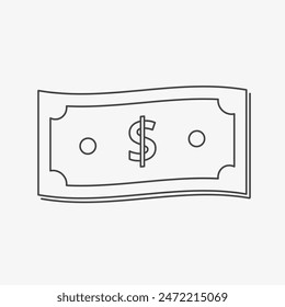 Dollar banknote line icon. Cash money. Vector illustration