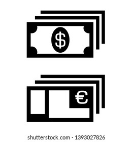 Dollar banknote logo icon sign Euro currency cash or saving black solid business and investment Money symbol Economy style Fashion print clothes apparel greeting invitation card cover flyer poster ad