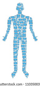 Dollar banknote man representation. Vector dollar banknote icons are organized into person mosaic.