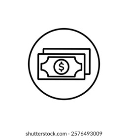 Dollar banknote money icon vector outline logo sign
