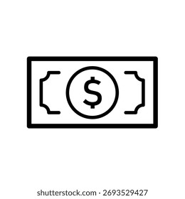 Billete de dólar, dinero - Icono de Vector