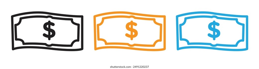 Dollar banknote money vector logo set collection for web app ui