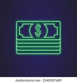 sinal de nerf da nota de dólar brilhando dinheiro verde para o banco e os negócios