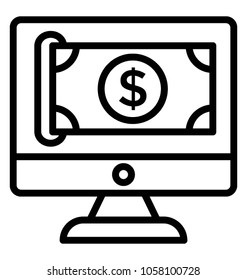 A dollar banknote on computer monitor concept of online payment method