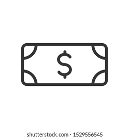 dollar banknote outline ui web icon. dollar banknote vector icon for web, mobile and user interface design isolated on white background