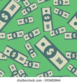 Dollar banknote seamless pattern. Wrapping background with repeating USA currency symbols. American bucks abstract texture. Greenback stylized vector eps8 illustration.