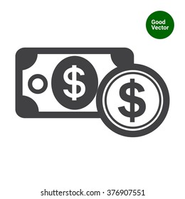 Dollar banknote and dollar sign