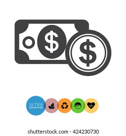 Dollar banknote and dollar sign