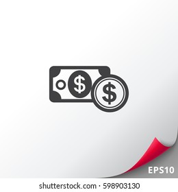 Dollar banknote and dollar sign
