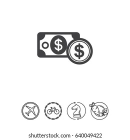 Dollar banknote and dollar sign