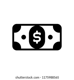 Dollar banknote. Simple icon. Black on white background