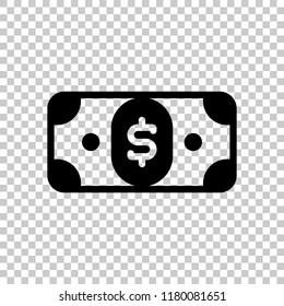 Dollar banknote. Simple icon. On transparent background.