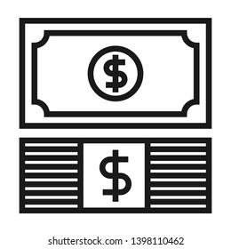 Dollar banknote. Simple line icon. Isolate on white background.