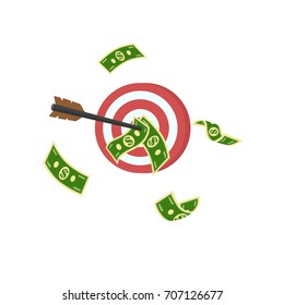 Dollar banknote and target in business concept