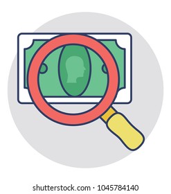 
A dollar banknote under magnifier concept of search of money 
