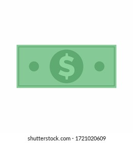 Dollar banknote, U.S currency money symbols. Flat dollar money illustration. Green color vector dollar sign banknote.