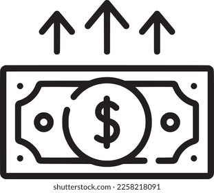Dollar banknote vector icon, money increasing illustration, EPS