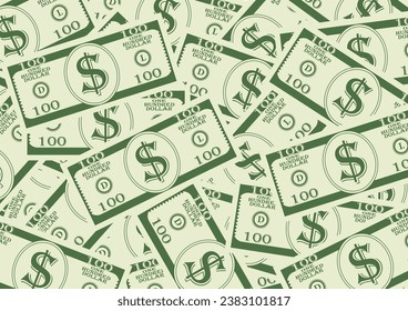 Hintergrund der Dollar-Banknoten. Dollar-Rechnung. Investment, Sparen und Vermögenskonzept. Vektorgrafik. 