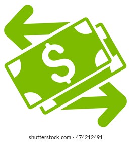 Dollar Banknotes Exchange icon. Vector style is flat iconic symbol with rounded angles, eco green color, white background.