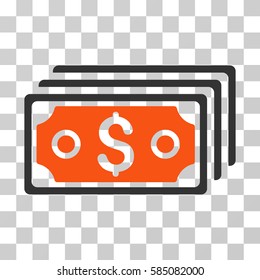Dollar Banknotes icon. Vector illustration style is flat iconic bicolor symbol, orange and gray colors, transparent background. Designed for web and software interfaces.