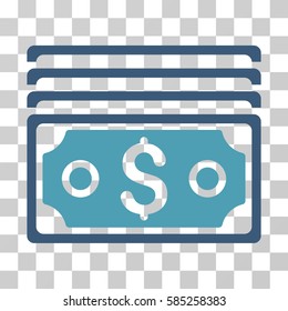 Dollar Banknotes icon. Vector illustration style is flat iconic bicolor symbol, cyan and blue colors, transparent background. Designed for web and software interfaces.
