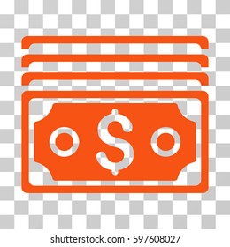 Dollar Banknotes icon. Vector illustration style is flat iconic symbol, orange color, transparent background. Designed for web and software interfaces.