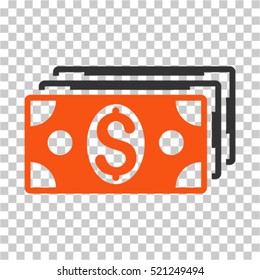 Dollar Banknotes icon. Vector pictogram style is a flat symbol, color, chess transparent background. Designed for software and web interface toolbars and menus.