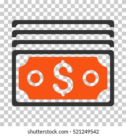 Dollar Banknotes icon. Vector pictogram style is a flat symbol, color, chess transparent background. Designed for software and web interface toolbars and menus.