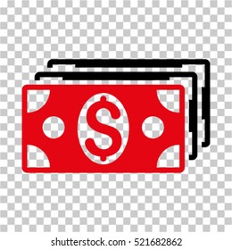 Dollar Banknotes icon. Vector pictogram style is a flat symbol, color, chess transparent background. Designed for software and web interface toolbars and menus.