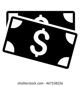 Dollar Banknotes icon. Vector style is flat iconic symbol with rounded angles, black color, white background.