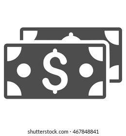 Dollar Banknotes icon. Vector style is flat iconic symbol with rounded angles, gray color, white background.