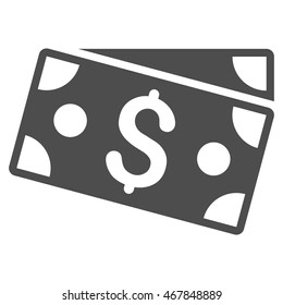 Dollar Banknotes icon. Vector style is flat iconic symbol with rounded angles, gray color, white background.