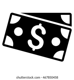Dollar Banknotes icon. Vector style is flat iconic symbol with rounded angles, black color, white background.