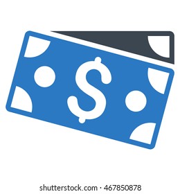 Dollar Banknotes icon. Vector style is bicolor flat iconic symbol with rounded angles, smooth blue colors, white background.