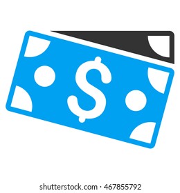Dollar Banknotes icon. Vector style is bicolor flat iconic symbol with rounded angles, blue and gray colors, white background.