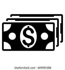 Dollar Banknotes icon. Vector style is flat iconic symbol with rounded angles, black color, white background.