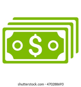 Dollar Banknotes icon. Vector style is flat iconic symbol with rounded angles, eco green color, white background.