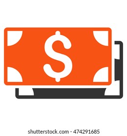 Dollar Banknotes icon. Vector style is bicolor flat iconic symbol with rounded angles, orange and gray colors, white background.