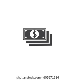 Dollar, Banknotes, Money Vector Icon. 