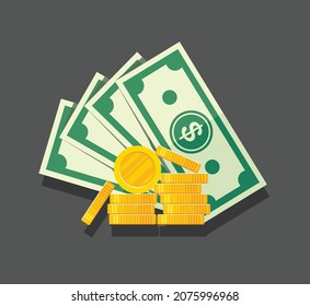 dollar banknotes. paper money. vector illustration 