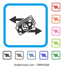 Dollar Banknotes Payments icon. Flat gray pictogram symbol in a light blue rounded rectangle. Black, gray, green, blue, red, orange color variants of Dollar Banknotes Payments vector.